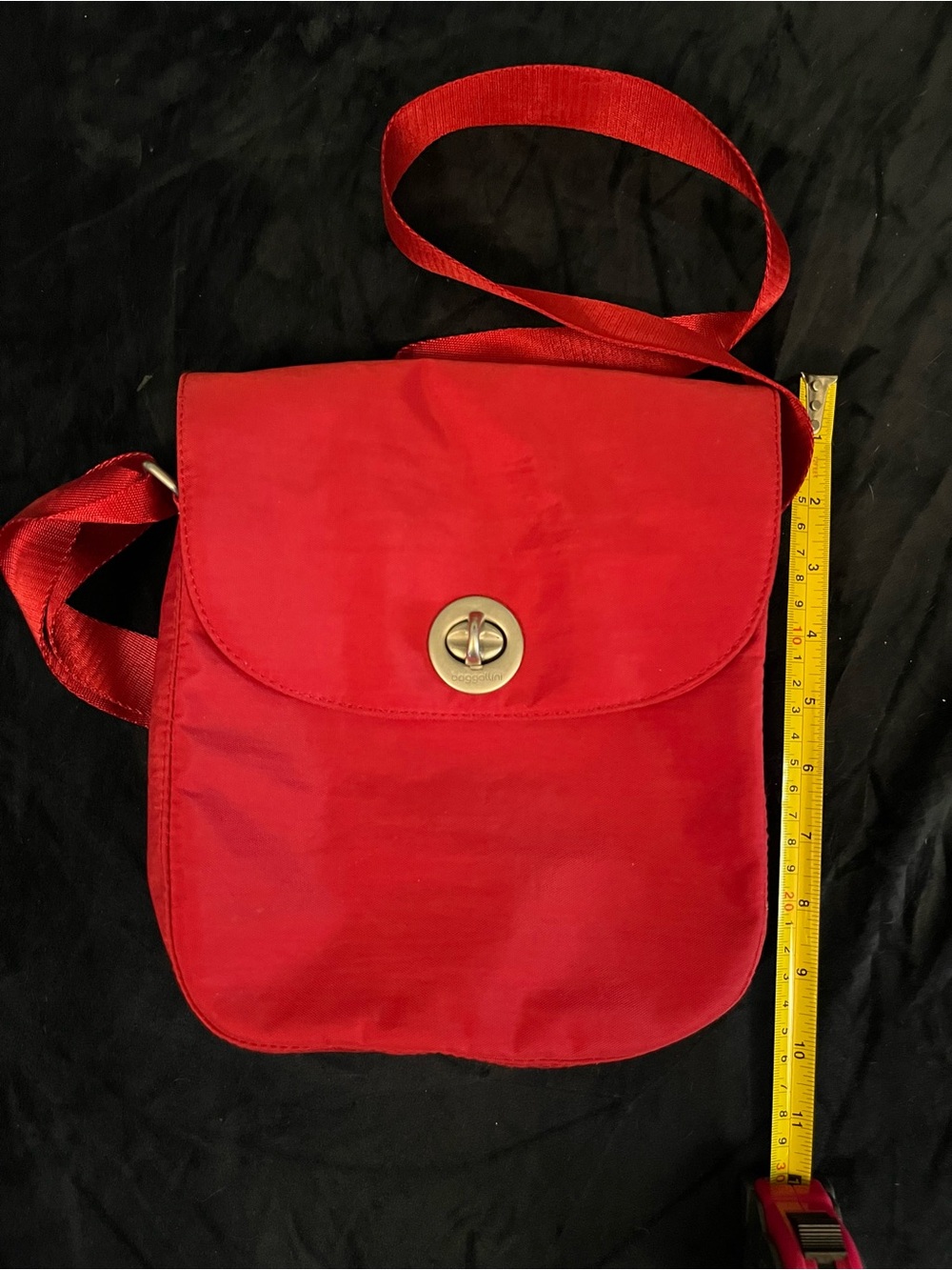 Red Crossbody Travel Bag - Classic Turn-Lock Closure